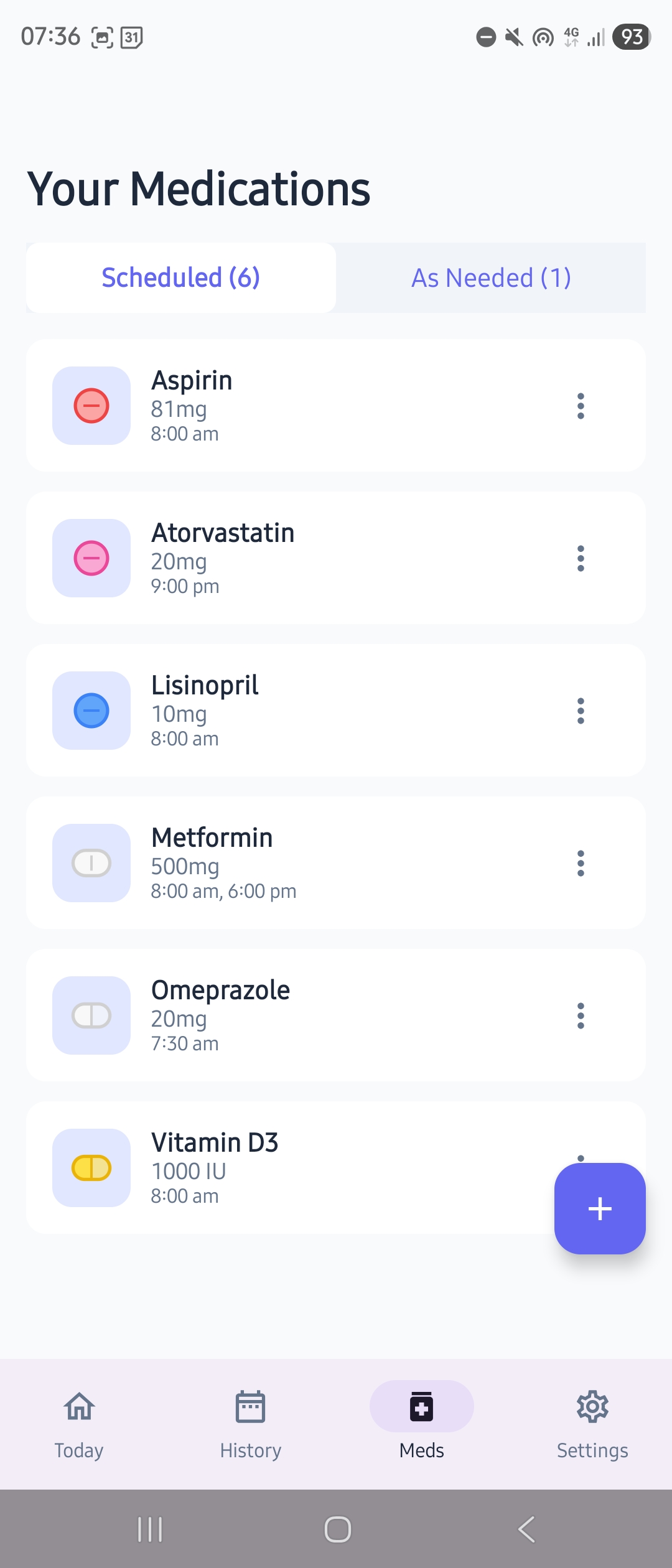 MedChime medications list